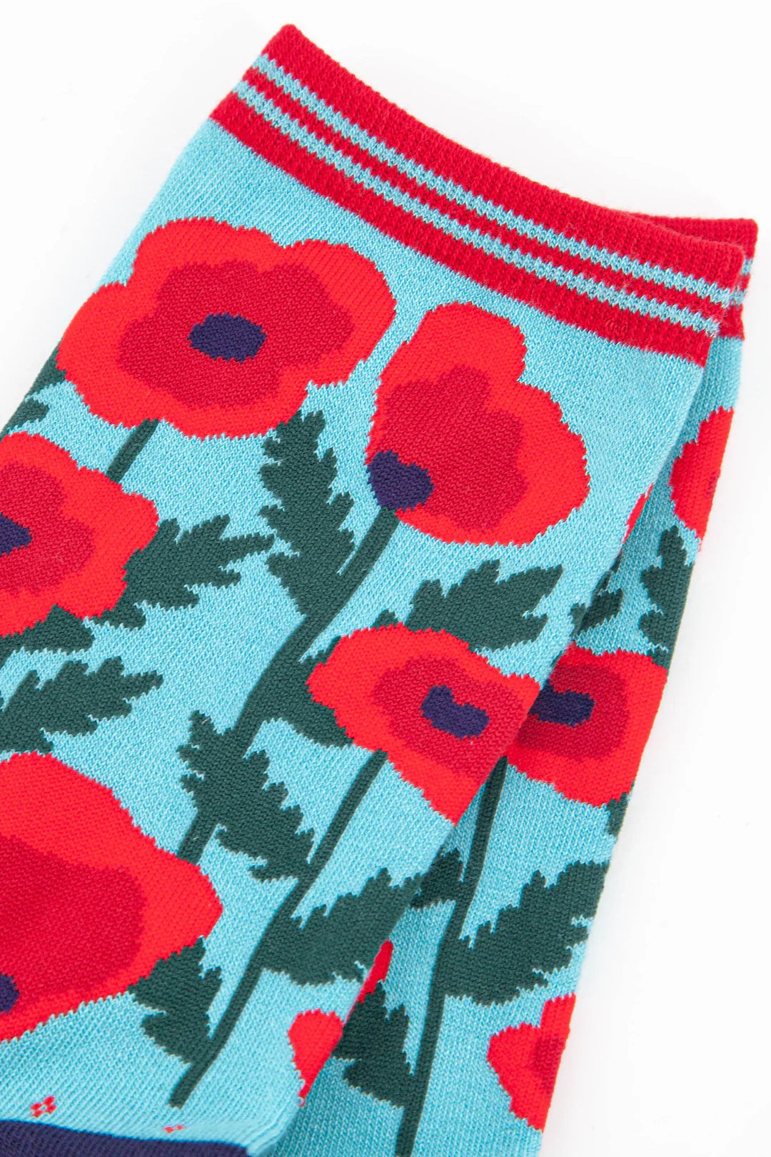 Comfortable and Stylish Women’s Bamboo Socks Poppy, Red/Blue