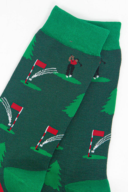 Men’s Bamboo Socks  Golfer On the Green, Green