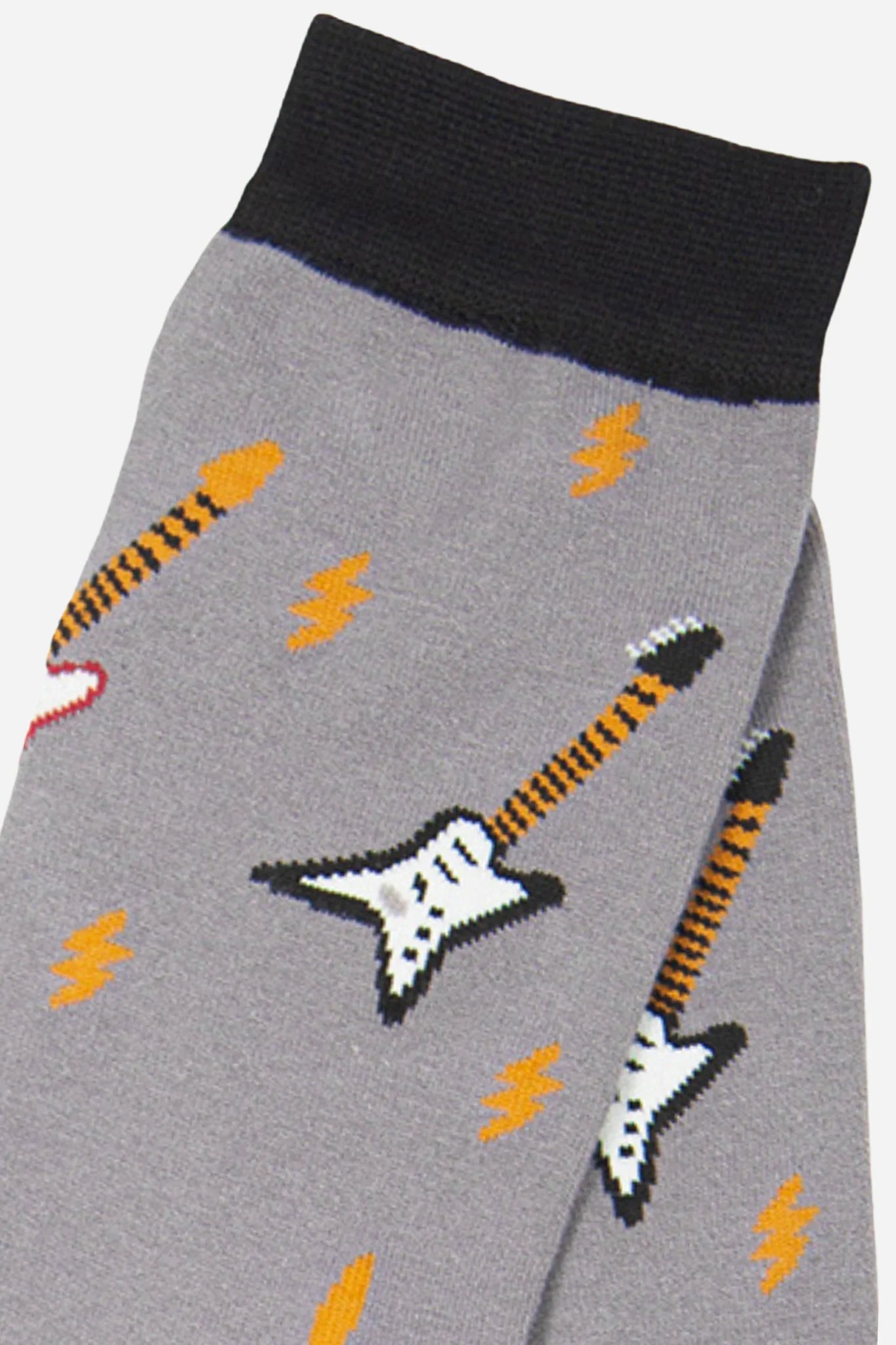Men’s Bamboo Socks Guitars, Grey/Black