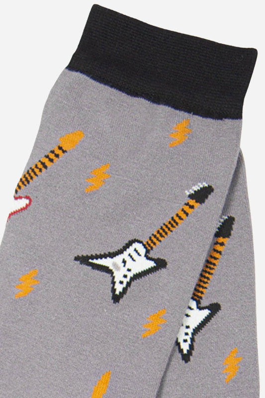 Men’s Bamboo Socks  Guitars, Grey/Black