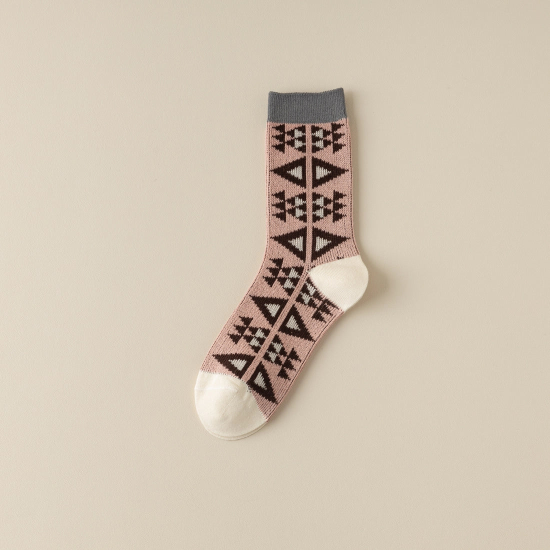 Women's Pink and Black Geometric Pattern Socks