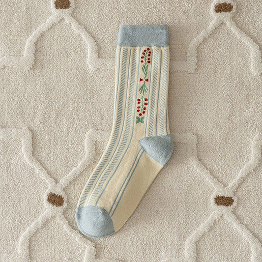 Cute and cozy retro floral socks 