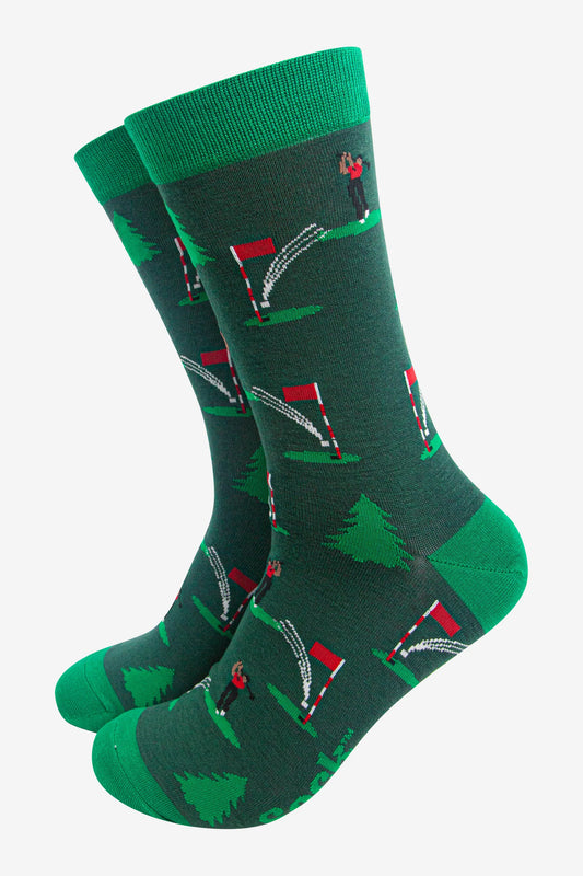 Men’s Bamboo Socks  Golfer On the Green, Eco-friendly 