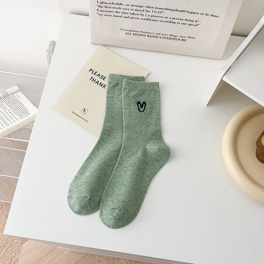 Monochrome Women's Cotton Socks with Tiny Hearts 