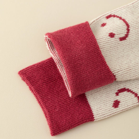 Pink Cotton Women's Socks with smiley Faces